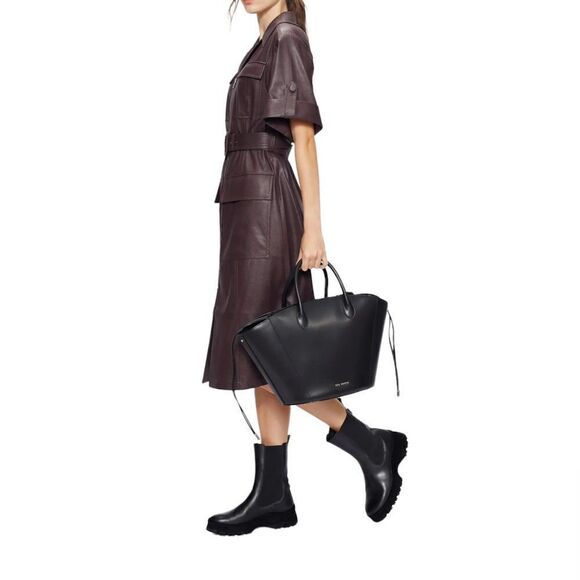 TED BAKER Saffet Oversized Bucket Tote Bag Black Leather New With Tag Oversized - Picture 2 of 15